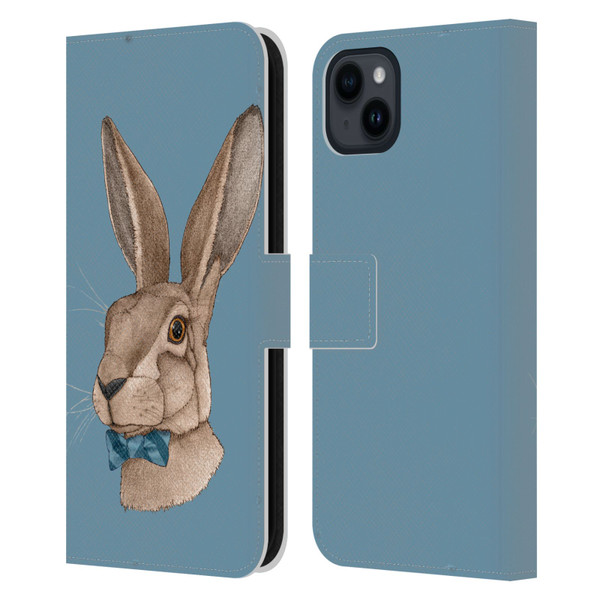 Barruf Animals Hare Leather Book Wallet Case Cover For Apple iPhone 15 Plus