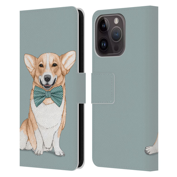 Barruf Dogs Corgi Leather Book Wallet Case Cover For Apple iPhone 15 Pro
