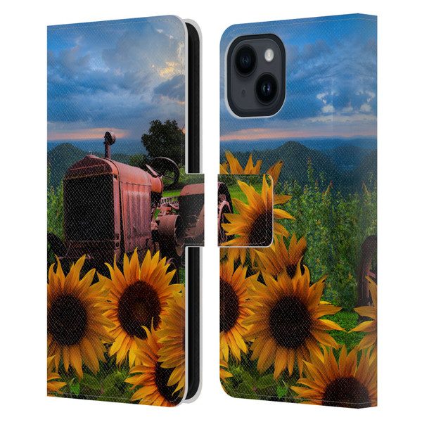 Celebrate Life Gallery Florals Tractor Heaven Leather Book Wallet Case Cover For Apple iPhone 15