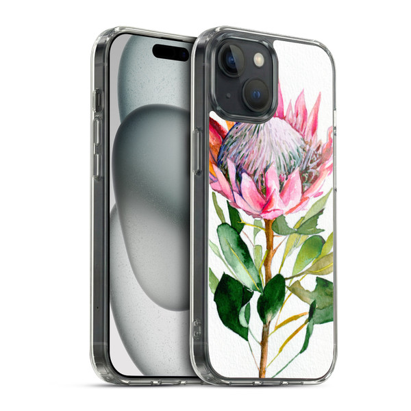 Mai Autumn Floral Blooms Protea Soft Gel Case for Apple iPhone 15 & MagSafe