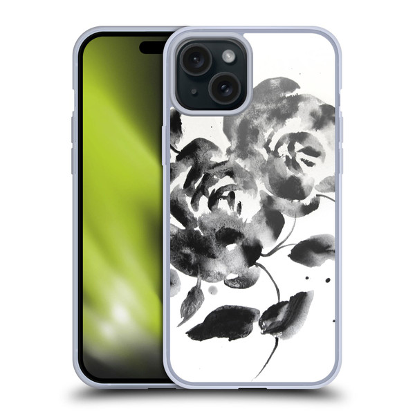 Mai Autumn Floral Blooms Black Beauty Soft Gel Case for Apple iPhone 15 Plus
