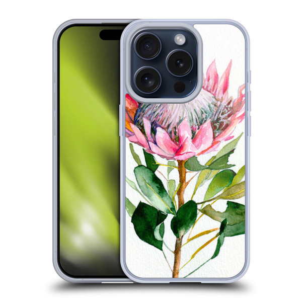 Mai Autumn Floral Blooms Protea Soft Gel Case for Apple iPhone 15 Pro