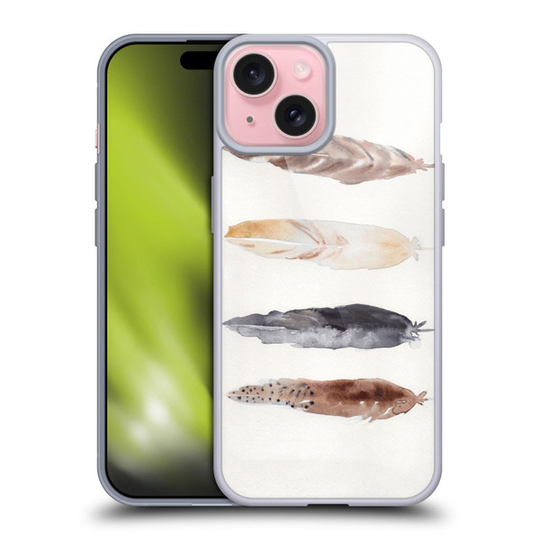 Mai Autumn Feathers Pattern Soft Gel Case for Apple iPhone 15
