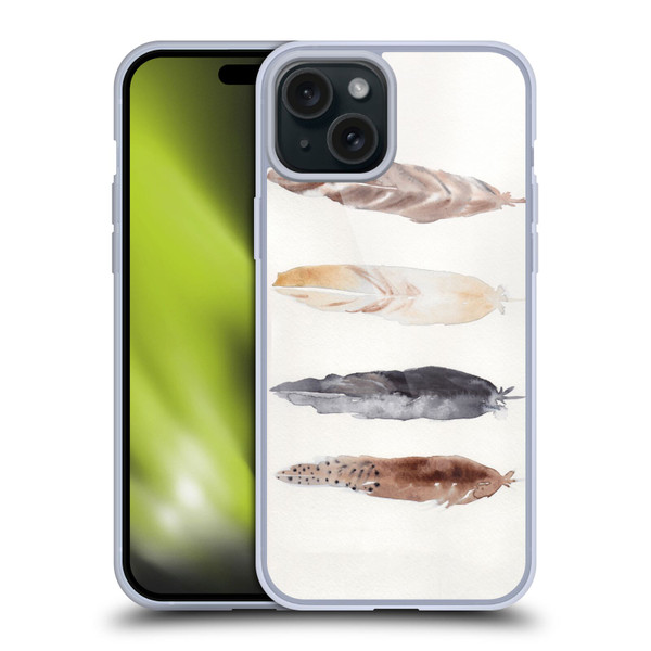 Mai Autumn Feathers Pattern Soft Gel Case for Apple iPhone 15 Plus