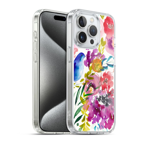 Mai Autumn Floral Garden Bluebird Soft Gel Case for Apple iPhone 15 Pro & MagSafe