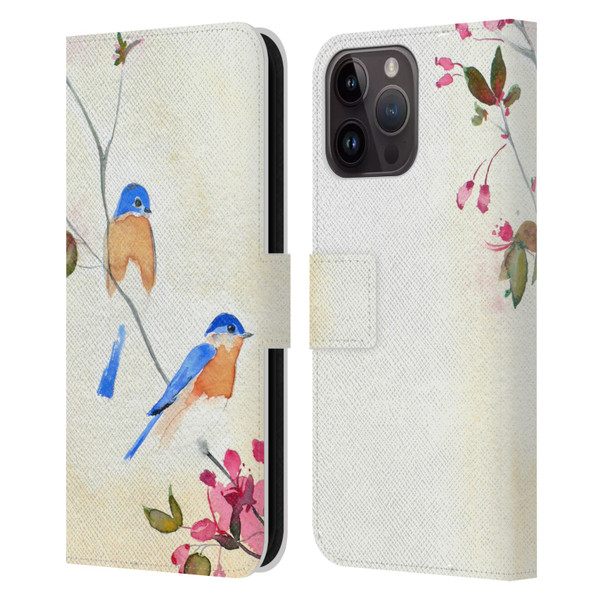 Mai Autumn Birds Blossoms Leather Book Wallet Case Cover For Apple iPhone 15 Pro Max