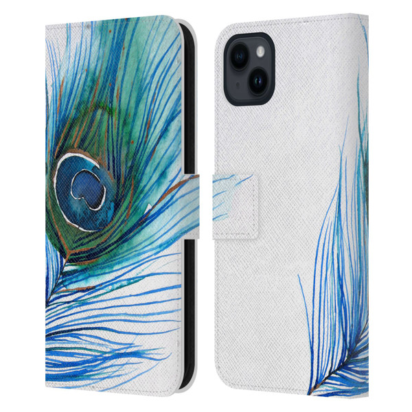 Mai Autumn Feathers Peacock Leather Book Wallet Case Cover For Apple iPhone 15 Plus