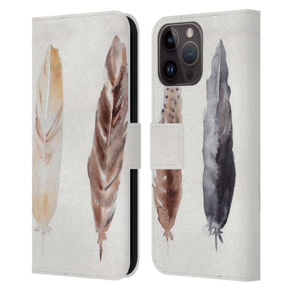 Mai Autumn Feathers Pattern Leather Book Wallet Case Cover For Apple iPhone 15 Pro Max
