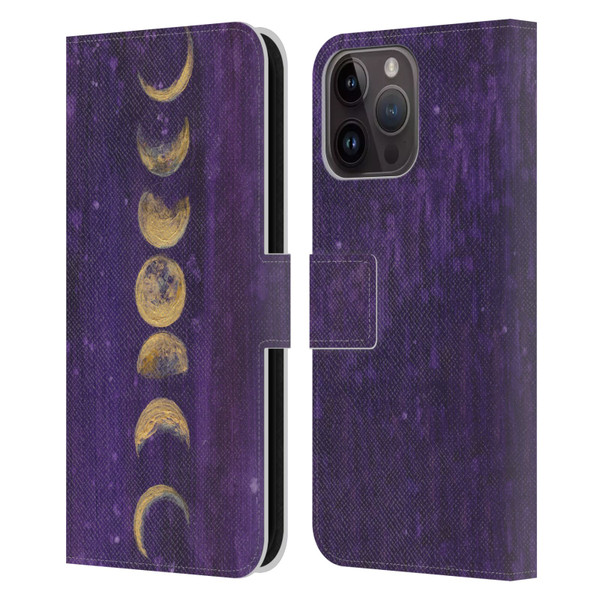 Mai Autumn Space And Sky Moon Phases Leather Book Wallet Case Cover For Apple iPhone 15 Pro Max