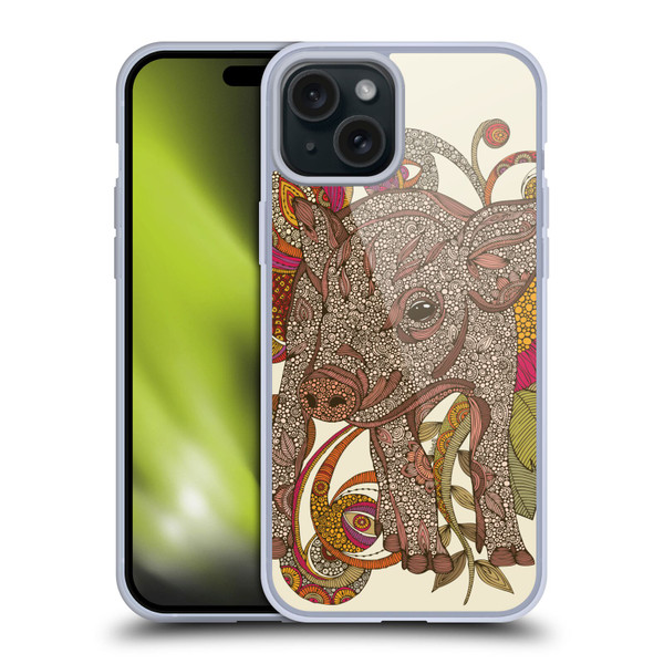 Valentina Animals And Floral Pig Soft Gel Case for Apple iPhone 15 Plus