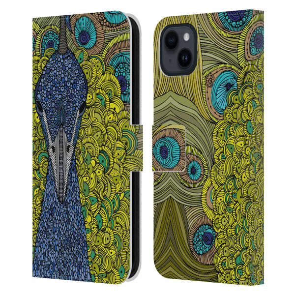 Valentina Birds The Peacock Leather Book Wallet Case Cover For Apple iPhone 15 Plus