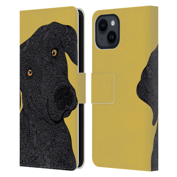Valentina Dogs Black Labrador Leather Book Wallet Case Cover For Apple iPhone 15