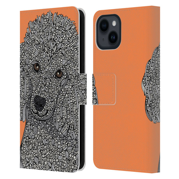 Valentina Dogs Poodle Leather Book Wallet Case Cover For Apple iPhone 15