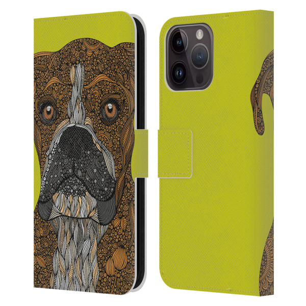 Valentina Dogs Boxer Leather Book Wallet Case Cover For Apple iPhone 15 Pro Max