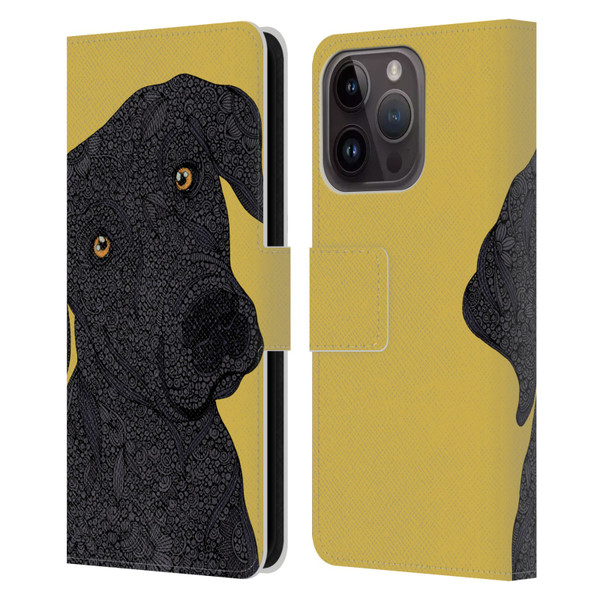 Valentina Dogs Black Labrador Leather Book Wallet Case Cover For Apple iPhone 15 Pro