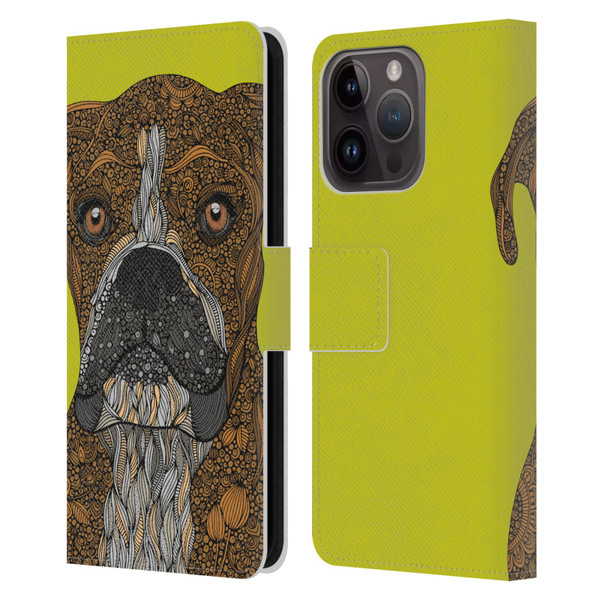 Valentina Dogs Boxer Leather Book Wallet Case Cover For Apple iPhone 15 Pro