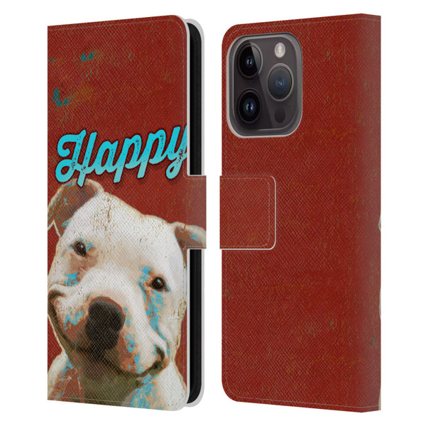 Duirwaigh Animals Pitbull Dog Leather Book Wallet Case Cover For Apple iPhone 15 Pro