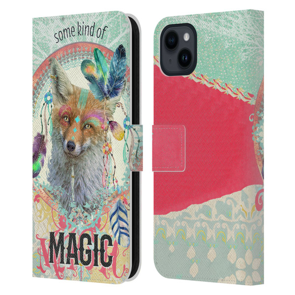 Duirwaigh Boho Animals Fox Leather Book Wallet Case Cover For Apple iPhone 15 Plus