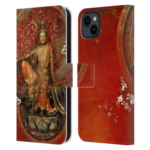 Duirwaigh God Quan Yin Leather Book Wallet Case Cover For Apple iPhone 15 Plus