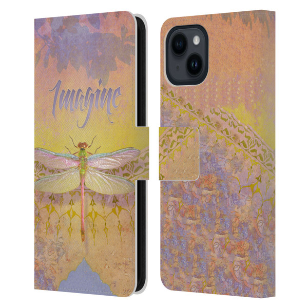 Duirwaigh Insects Dragonfly 2 Leather Book Wallet Case Cover For Apple iPhone 15