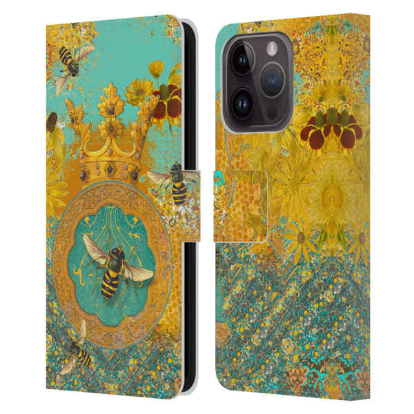 Duirwaigh Insects Bee Leather Book Wallet Case Cover For Apple iPhone 15 Pro