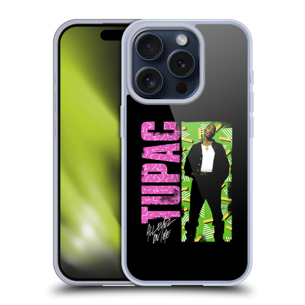 Tupac Shakur Key Art Distressed Look Soft Gel Case for Apple iPhone 15 Pro