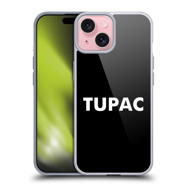 Tupac Shakur Logos Sans Serif Soft Gel Case for Apple iPhone 15