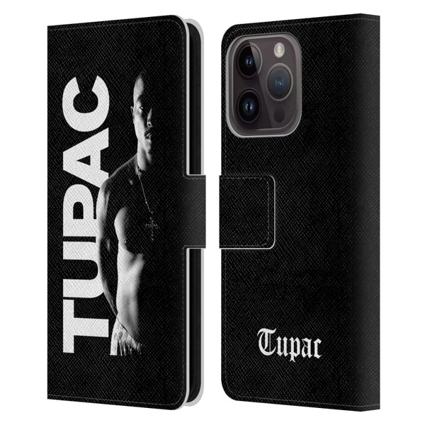 Tupac Shakur Key Art Black And White Leather Book Wallet Case Cover For Apple iPhone 15 Pro