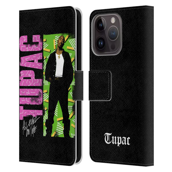 Tupac Shakur Key Art Distressed Look Leather Book Wallet Case Cover For Apple iPhone 15 Pro