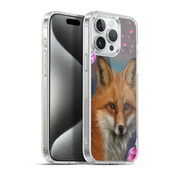 Ash Evans Animals Fox Peonies Soft Gel Case for Apple iPhone 15 Pro Max & MagSafe