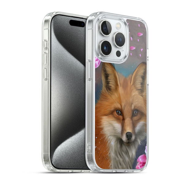 Ash Evans Animals Fox Peonies Soft Gel Case for Apple iPhone 15 Pro & MagSafe