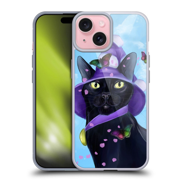 Ash Evans Black Cats Butterfly Sky Soft Gel Case for Apple iPhone 15