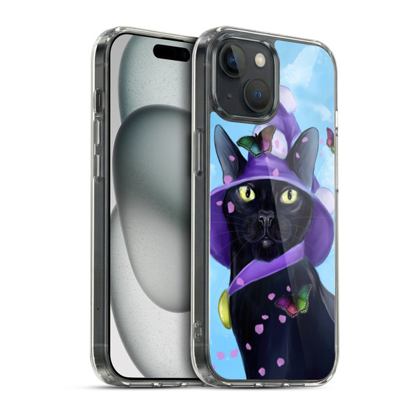 Ash Evans Black Cats Butterfly Sky Soft Gel Case for Apple iPhone 15 & MagSafe