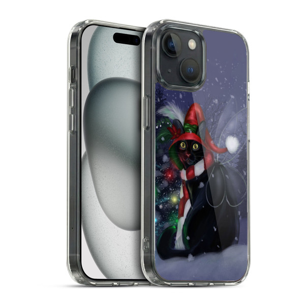 Ash Evans Black Cats Yuletide Cheer Soft Gel Case for Apple iPhone 15 & MagSafe