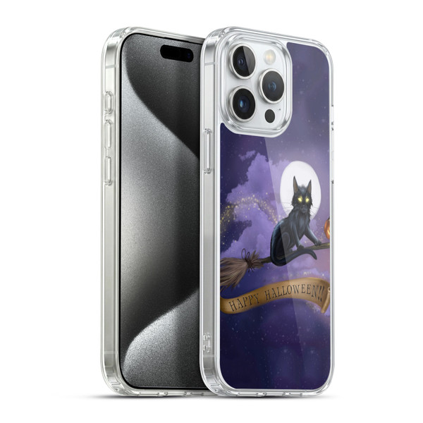Ash Evans Black Cats Happy Halloween Soft Gel Case for Apple iPhone 15 Pro Max & MagSafe