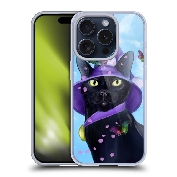 Ash Evans Black Cats Butterfly Sky Soft Gel Case for Apple iPhone 15 Pro