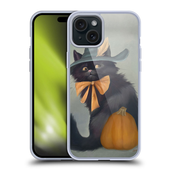 Ash Evans Black Cats 2 Halloween Pumpkin Soft Gel Case for Apple iPhone 15 Plus