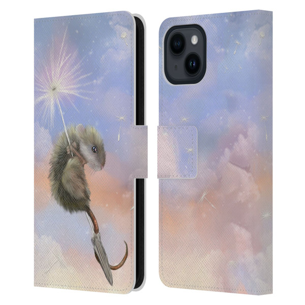 Ash Evans Animals Dandelion Mouse Leather Book Wallet Case Cover For Apple iPhone 15