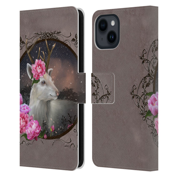 Ash Evans Animals White Deer Leather Book Wallet Case Cover For Apple iPhone 15