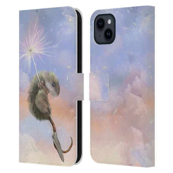 Ash Evans Animals Dandelion Mouse Leather Book Wallet Case Cover For Apple iPhone 15 Plus