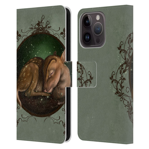 Ash Evans Animals Foundling Fawn Leather Book Wallet Case Cover For Apple iPhone 15 Pro