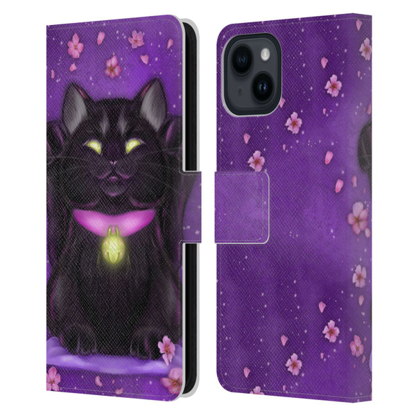 Ash Evans Black Cats Lucky Leather Book Wallet Case Cover For Apple iPhone 15