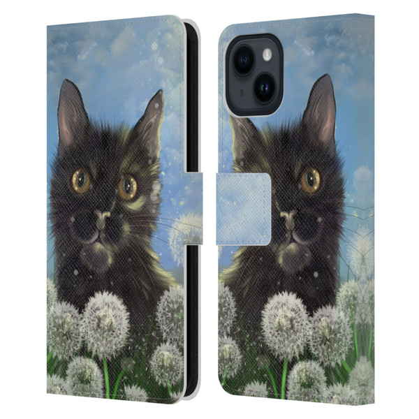 Ash Evans Black Cats 2 Golden Afternoon Leather Book Wallet Case Cover For Apple iPhone 15