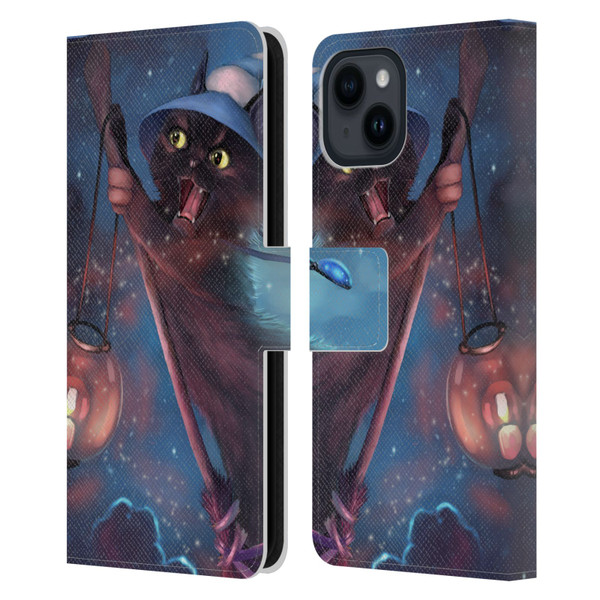 Ash Evans Black Cats 2 Magical Leather Book Wallet Case Cover For Apple iPhone 15