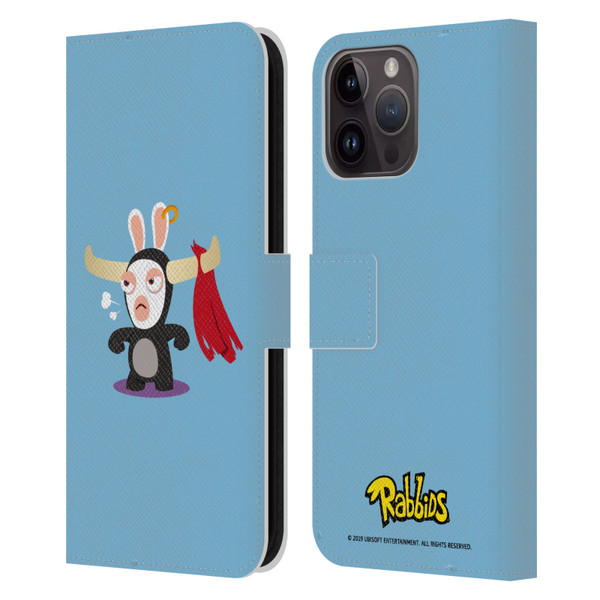 Rabbids Costumes Bull Leather Book Wallet Case Cover For Apple iPhone 15 Pro Max