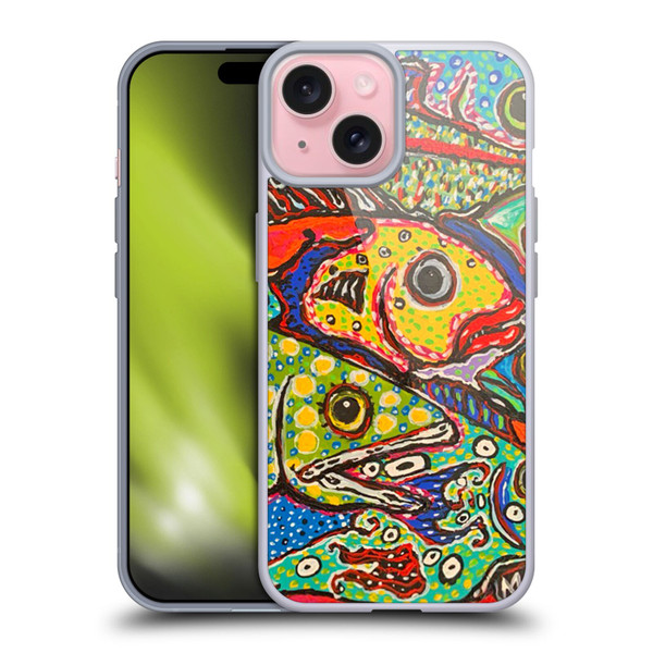 Mad Dog Art Gallery Assorted Designs Many Mad Fish Soft Gel Case for Apple iPhone 15