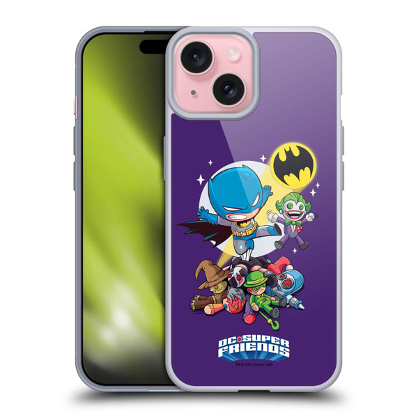 Super Friends DC Comics Toddlers Composed Art Batman Soft Gel Case for Apple iPhone 15