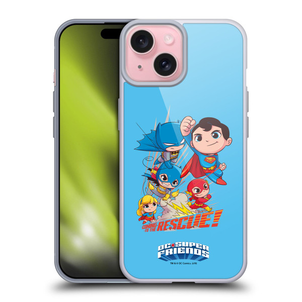 Super Friends DC Comics Toddlers Composed Art Group 1 Soft Gel Case for Apple iPhone 15