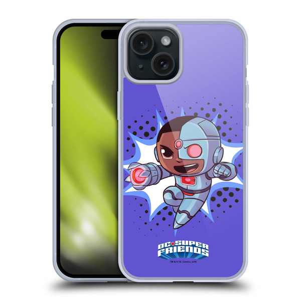 Super Friends DC Comics Toddlers 1 Cyborg Soft Gel Case for Apple iPhone 15 Plus
