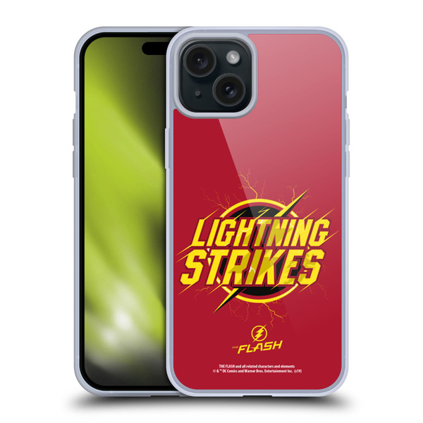 The Flash TV Series Graphics Lightning Strikes Soft Gel Case for Apple iPhone 15 Plus & MagSafe